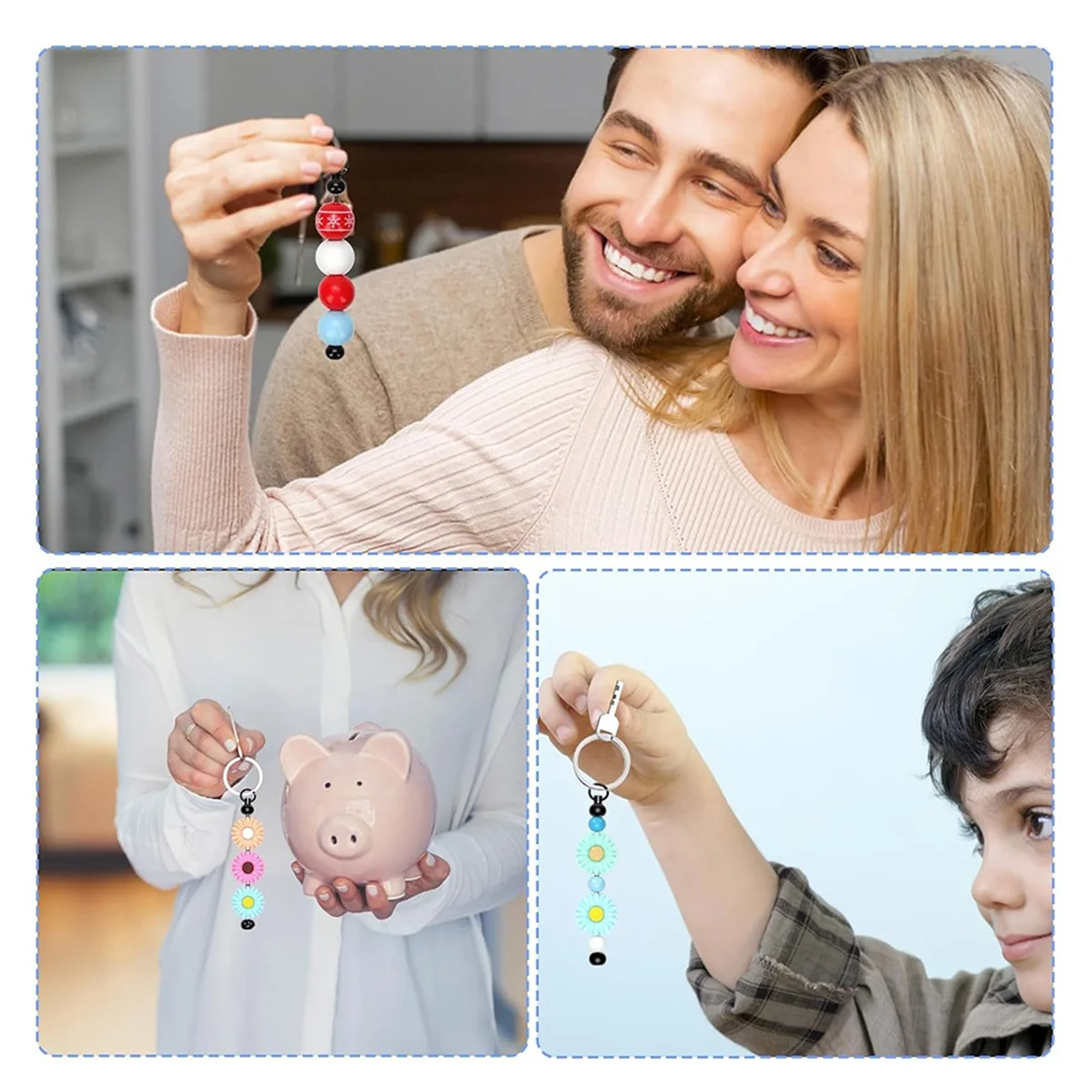 

Брелки из бисера, 50 шт., пустой брелок из бисера, металлический брелок из бисера «сделай сам», брелок для бара, подвески, легко снимаемый ключ из бисера для рукоделия