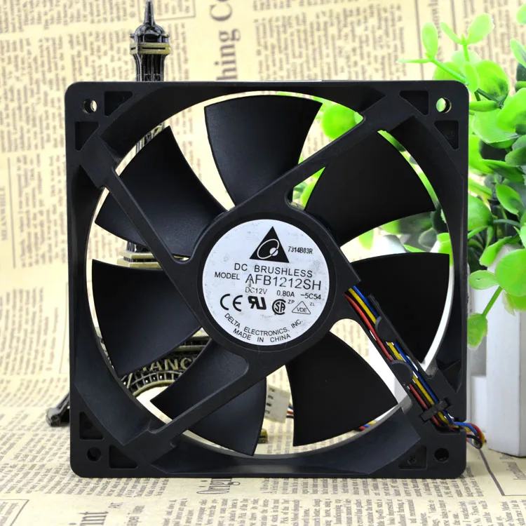 12025 12cm 12V0.80A four-wire PWM automatic speed control large air volume fan AFB1212SH 120*120*25MM