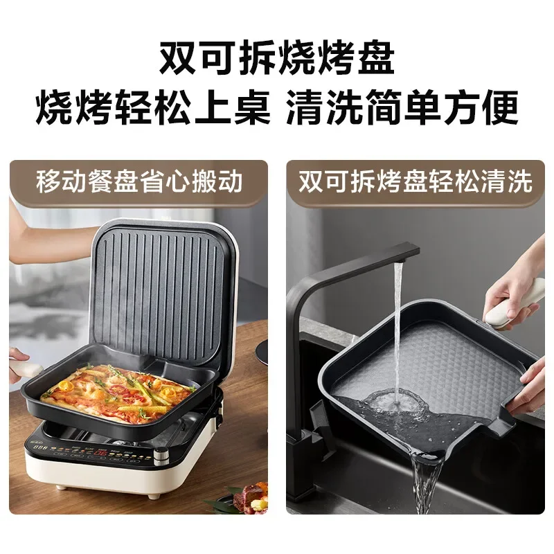 Sartén eléctrica para hornear, calefacción de doble cara para el hogar, nueva sartén para panqueques, máquina para freír tortitas profundamente y agrandada