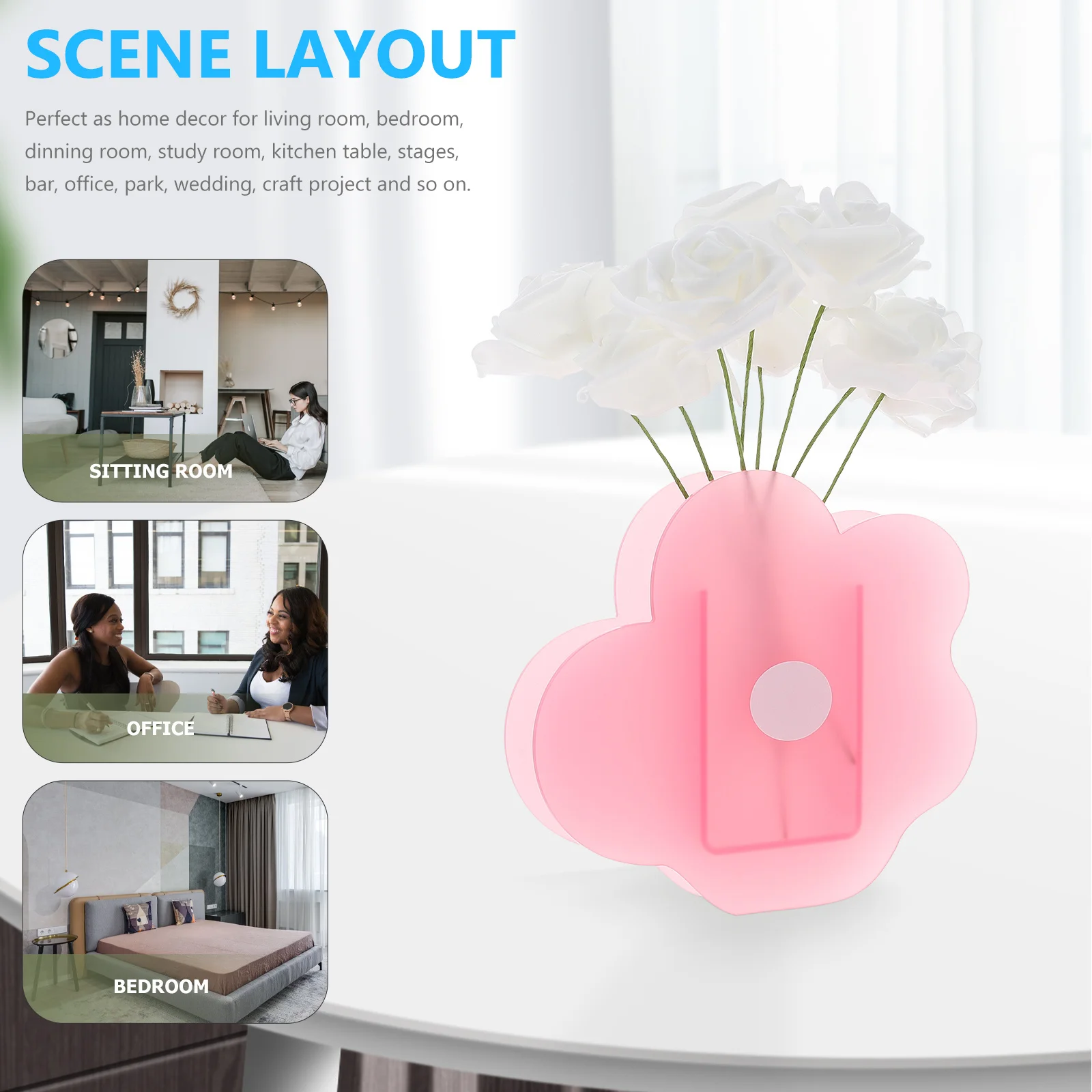 

1pc Matte Flower-Shaped Acrylic Vase Premium Desktop Decor For Dried Flowers Creative Household Ornament Transparent