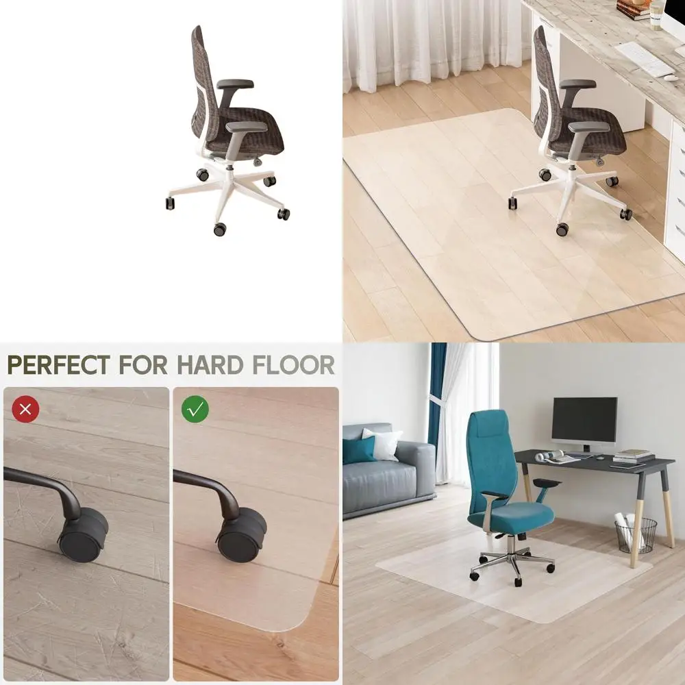 

Коврик для офисного стула для паркетного пола, прозрачный напольный коврик 60 x 46 дюймов, толщина 0,08 дюйма, противоскользящие сверхпрочные коврики для защиты пола, коврики для стула