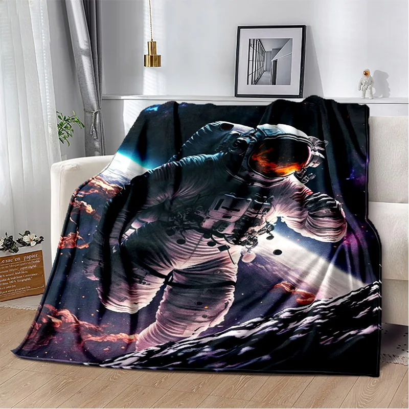 3D Outer Space Astronaut Universe Spaceman Cartoon Blanket,Soft Throw Blanket for Home Bedroom Bed Sofa Office Cover Blanket Kid