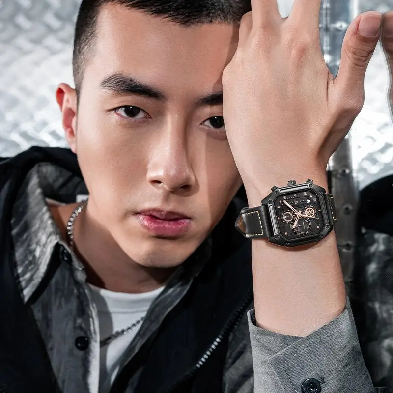 Modne zegarki męski Top markowy Fairwhale luksusowy automatyczny zegar z datą męski skórzany pasek kwarcowy zegarek na rękę Reloj Dropshipping