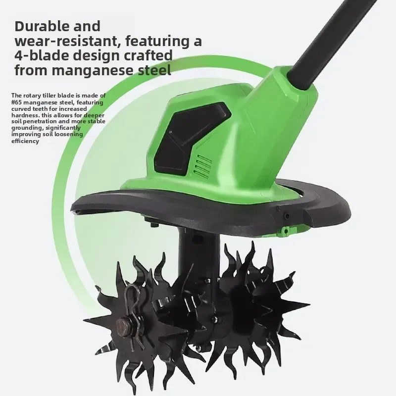 Household Electric Hoe Soil Loosener Handheld Lithium Battery Rotary Cultivator Agricultural Micro-Tiller Small Lawn Zongjia