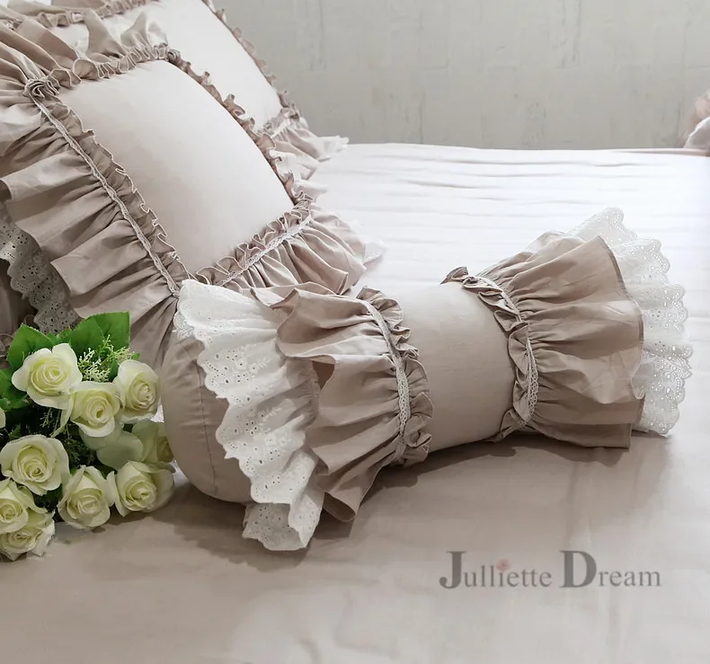 Pastoral Print Candy Cushions Home Decor Ruffle Layer Lace Decorative Princess Throw Pillows Elegant Bedding Sofa Cushion Cover