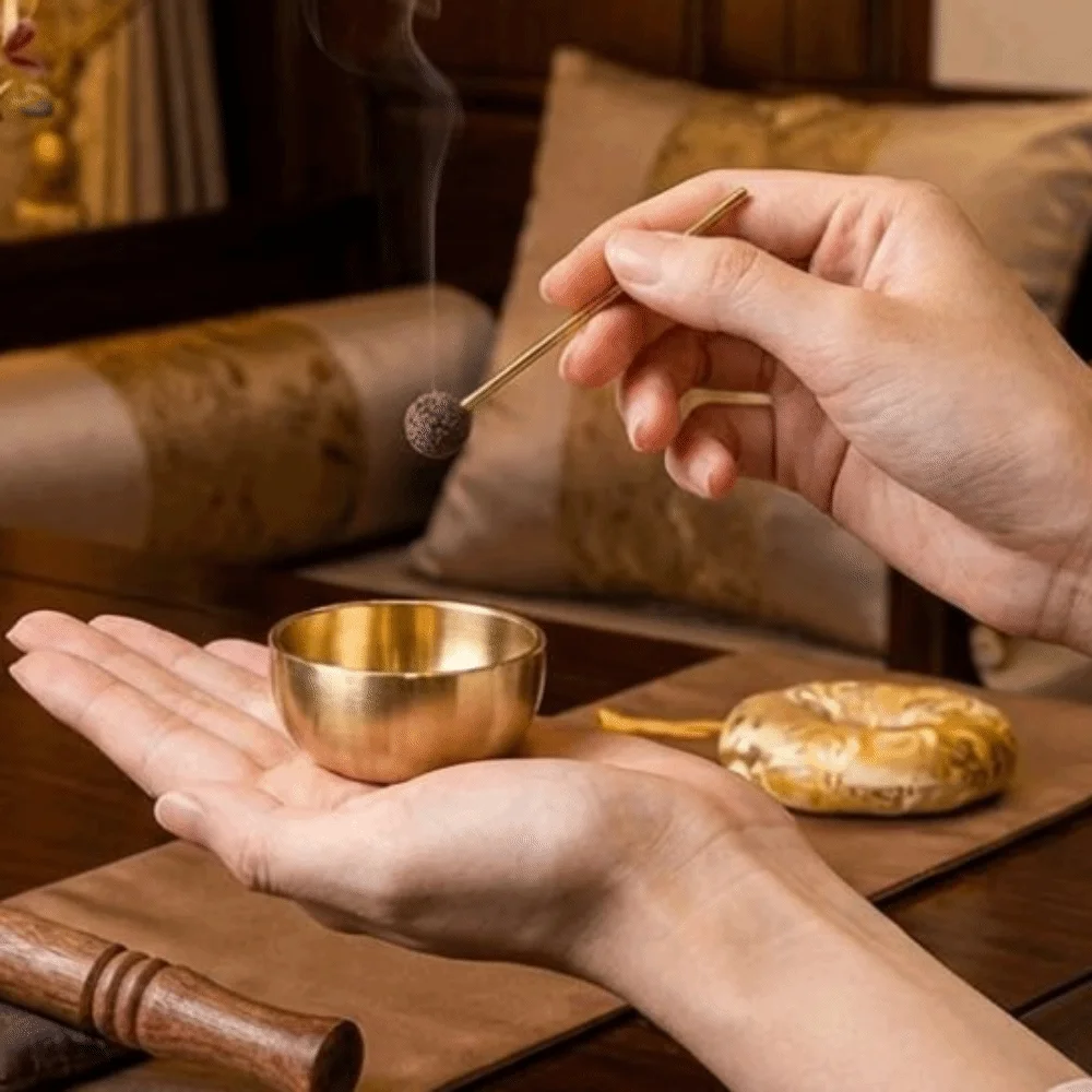 Relaxation Tool Portable Mini Singing Bowl Metal Sound with Striker Sound Bowl Handmade Copper Meditation Bowl Home Decoration