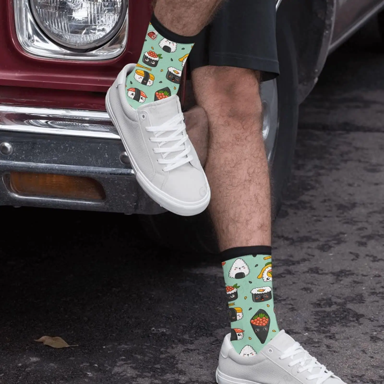 Kawaii Sushi-Socken, lustige Crew-Kleidersocken für Männer und Frauen, bedruckt, Einheitsgröße