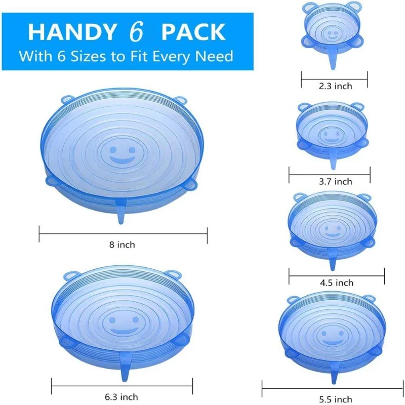 Adaptable Lid Silicone Cover Fresh-keeping Lids Food Caps Elastic Stratchy Fresh Microwave Lids Stretch Lids Kitchen Accessories