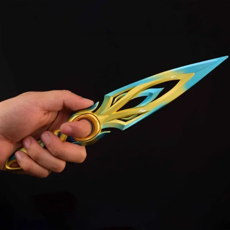 Mystbloom Kunai Valorant Knife, Version colorée bleue, Épées métalliques de mêlée périphérique, Modèle d'arme, Jeu de renforcement, Jouets d'ornements, 30cm