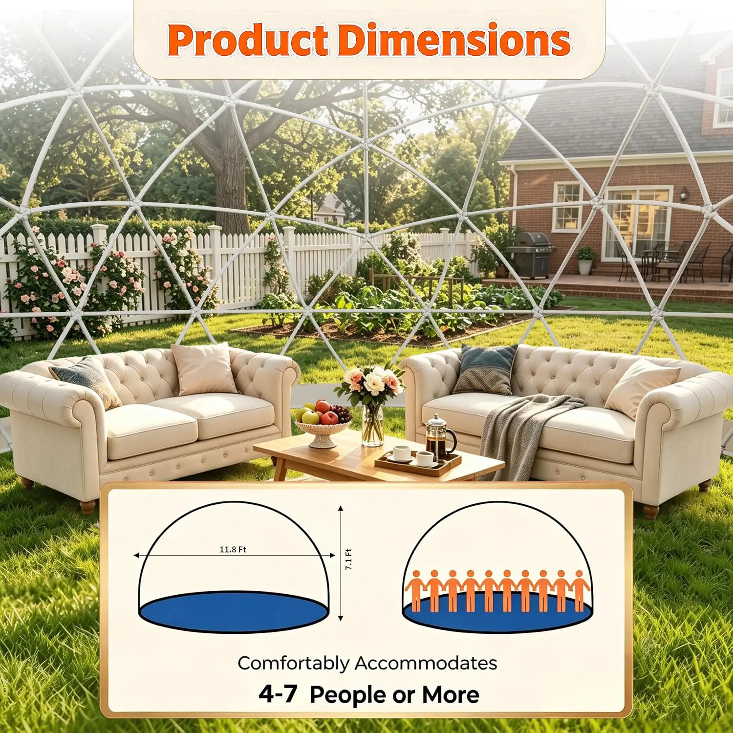 Transparent Bubble Tent House, 12-Foot Garden Dome Tent for 4–8 People