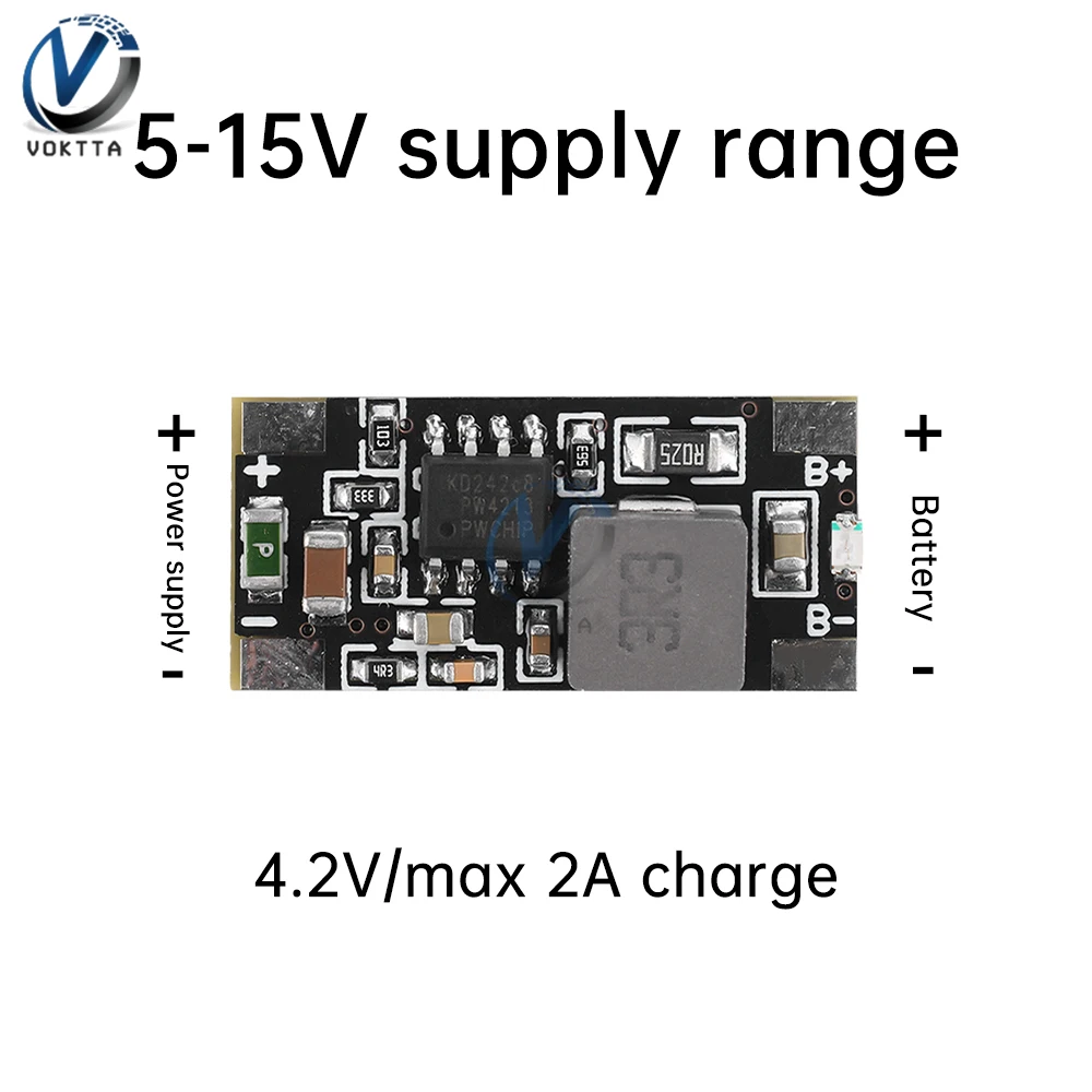 18650 21700 Lithium Battery Charging Module DC 5-15V 2A Lithium Battery Fast Charging PCB Board with Charging Indicator Light