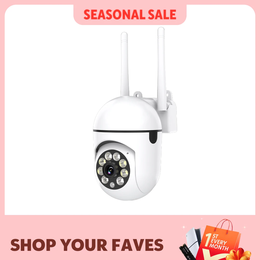 Ease Life APP Cámara de seguridad WiFi inalámbrica 1080P HD para interiores/exteriores, visión nocturna en color, audio bidireccional, 360 °   Pan/Tilt/Zoom