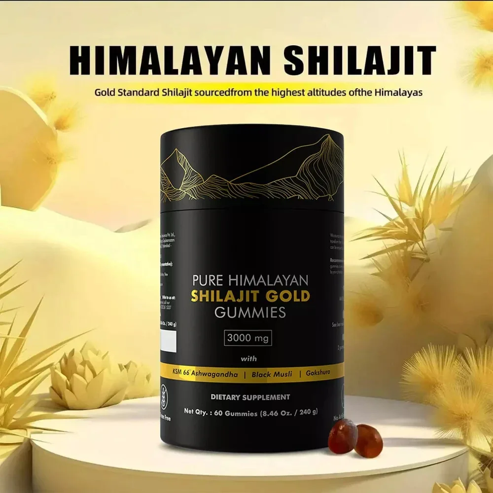 

Pure Himalayan Shilajit Gummies - 3000 Mg Gold Grade Shilajit with Ashwagandha,Gokshura for Energy,Immune Support,Protect Nerves