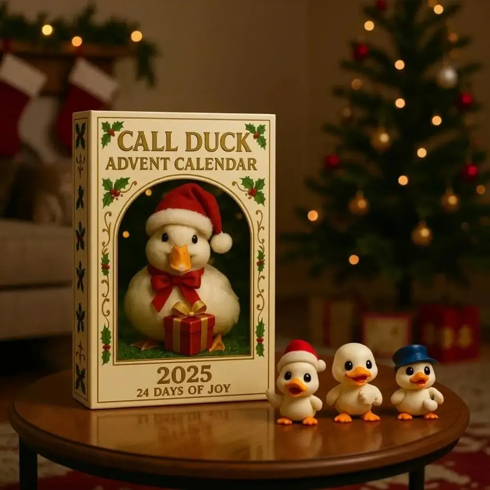 Detaillierte Entenfiguren, Fußballspieler-Enten-Dekoration, Weihnachts-Countdown-Dekoration, Anruf, Ente, Adventskalender 2025, mit für den Baum