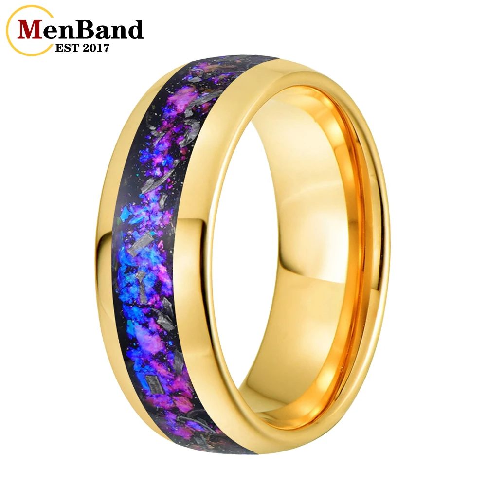 

MenBand 4/6/8 мм Орионская туманность и метеориты, инкрустированное куполом, полированное вольфрамовое кольцо, обручальное и обручальное кольцо, удобная посадка