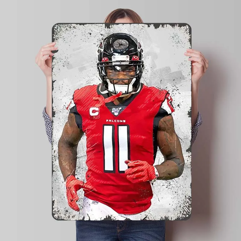 Julio Jones Metal Sign Sports Poster Interior Customizable Tinplate Signs for Wall Art Decoration Bath Room Decor Men Man Cave