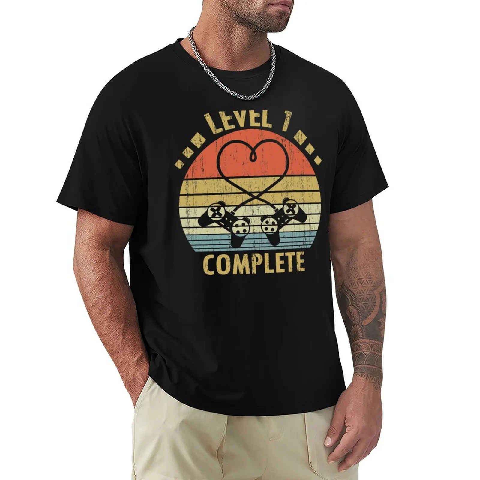Level 1 Complete - 1st Wedding Anniversary Gift Video Gamer T-Shirt man t shirt graphic T-Shirt