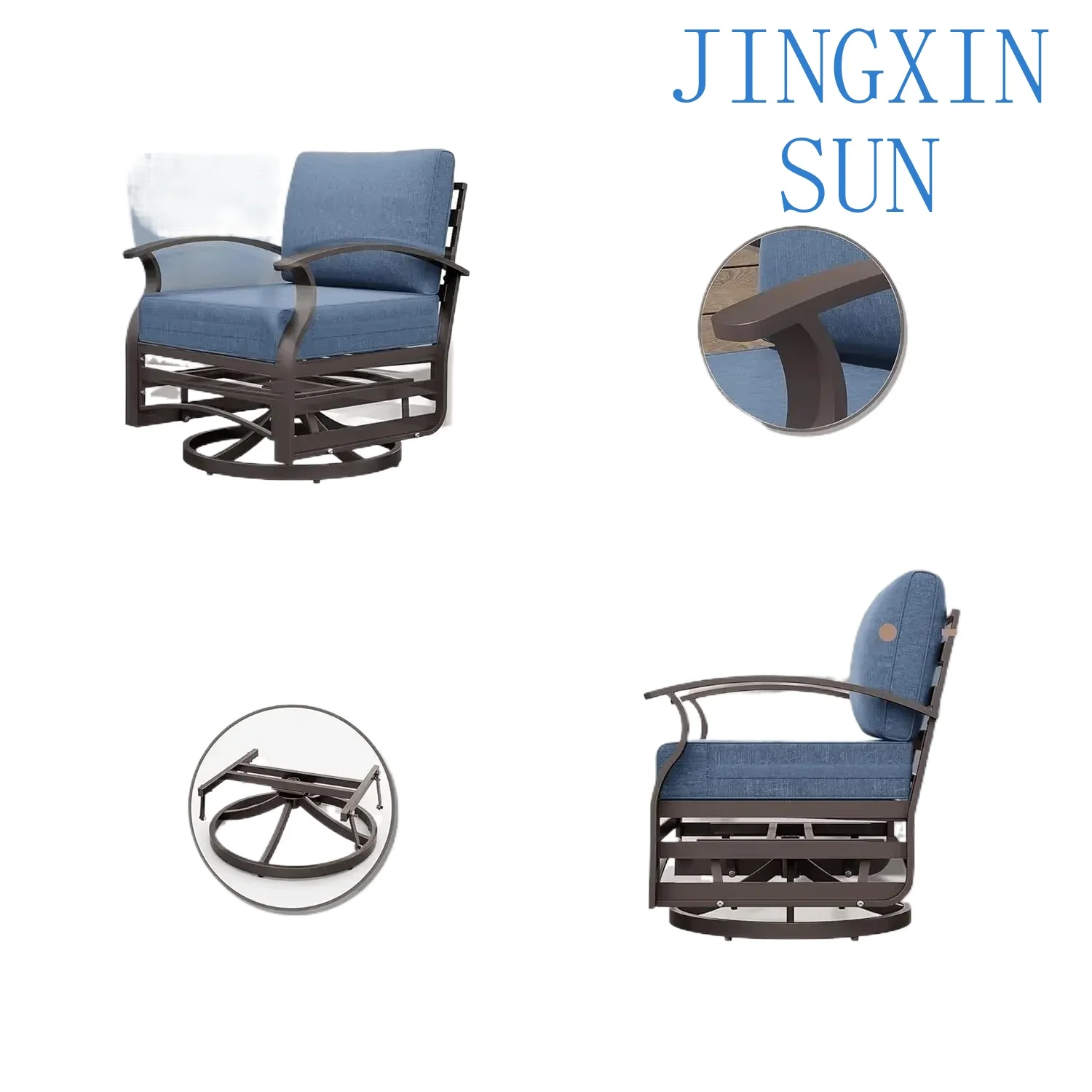 - Juego de muebles de jardín de aluminio con brasero de propano de 55.000 BTU, 9 asientos con sofá giratorio y columpio, muebles de jardín