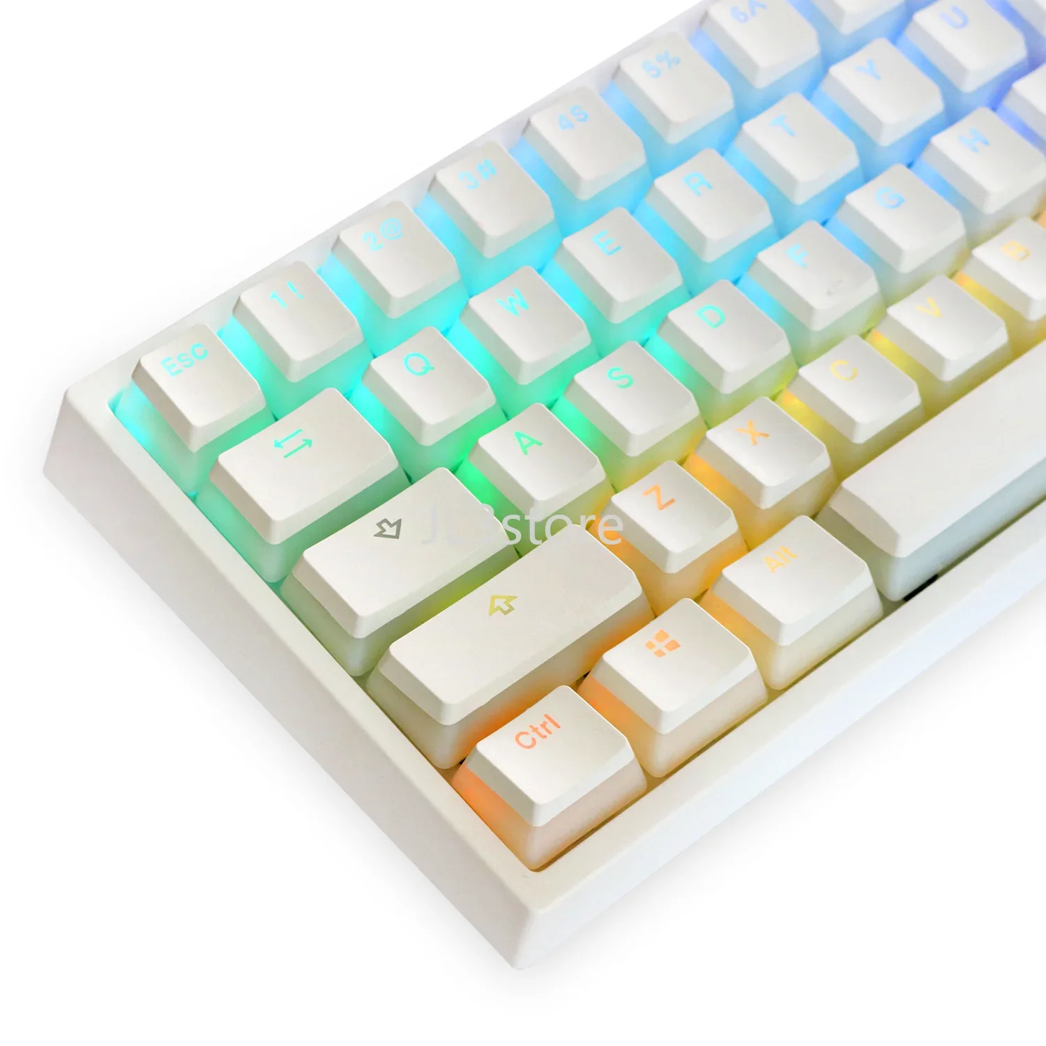 White double leather milk pudding transparent keycap, Corsair PBT two-color transparent 68 84 Customized mechanical keyboard