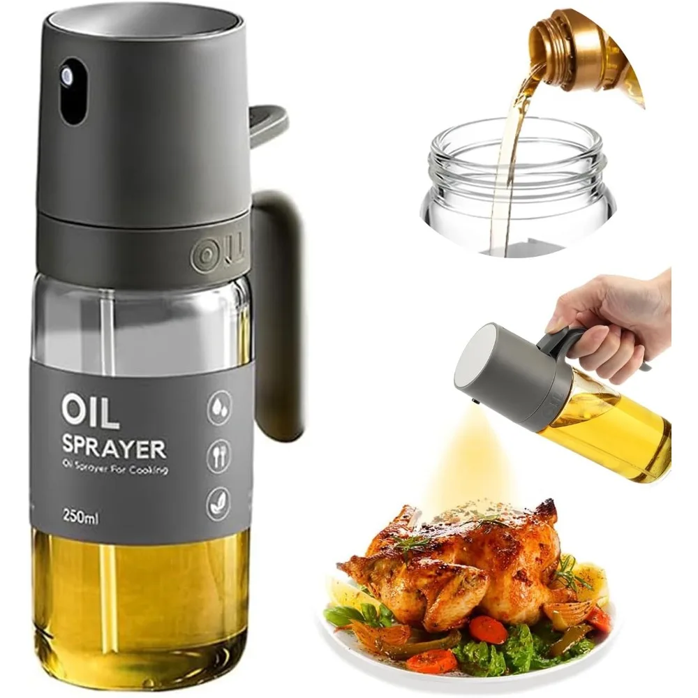 Oil Sprayer Kitchen Tools for Cooking, Borosilicate Glass Oil Sprayer, 250ml Oil Spray Bottle for BBQ, Kitchen, Baking, Roasting