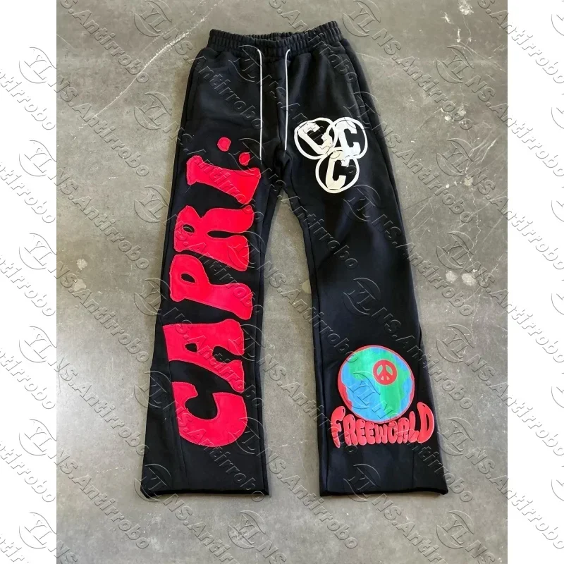 Personalized American Letter Print Sweatpants High Street Trendy Brand Couple Kids Loose Fashion Trousers