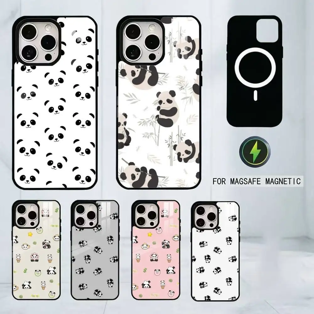 

Fashionable Chibi Panda Phone Case For iPhone17,16,15,14,13,12,11 Plus,Pro Magnetic For Magsafe Wireless Charging