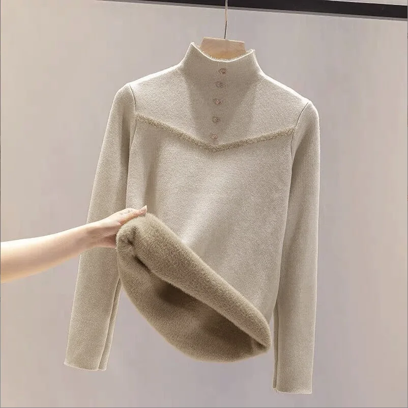 Warm & Flattering. A Snug, Figure-Flattering Fleece-Lined Sweater. Chic Winter Essential.