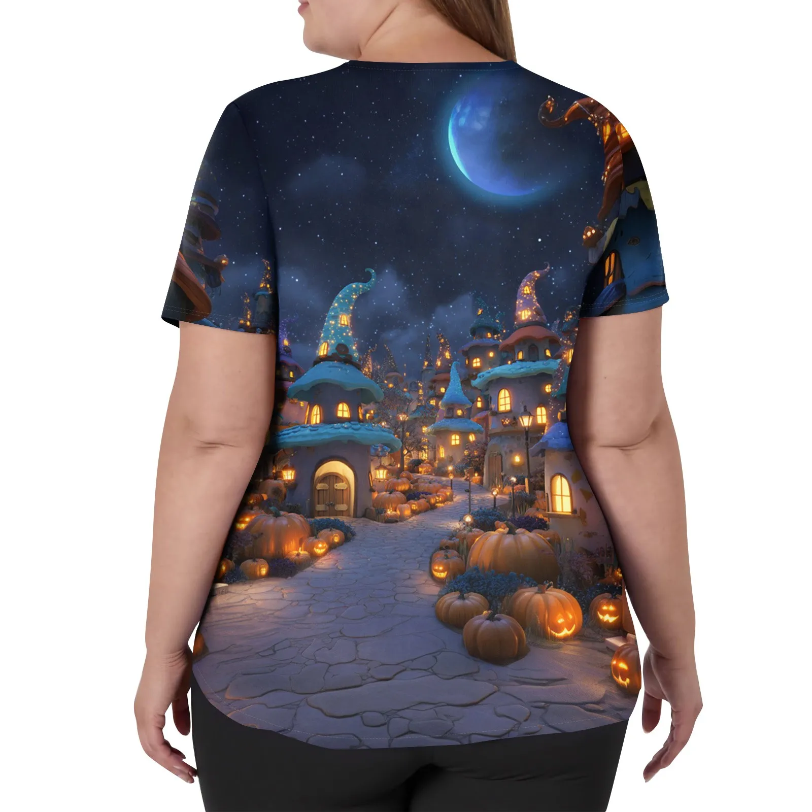 V ネック作業病院制服ハロウィン外科シャツプリントプラスサイズナース医療制服スクラブトップス女性カボチャブラウス