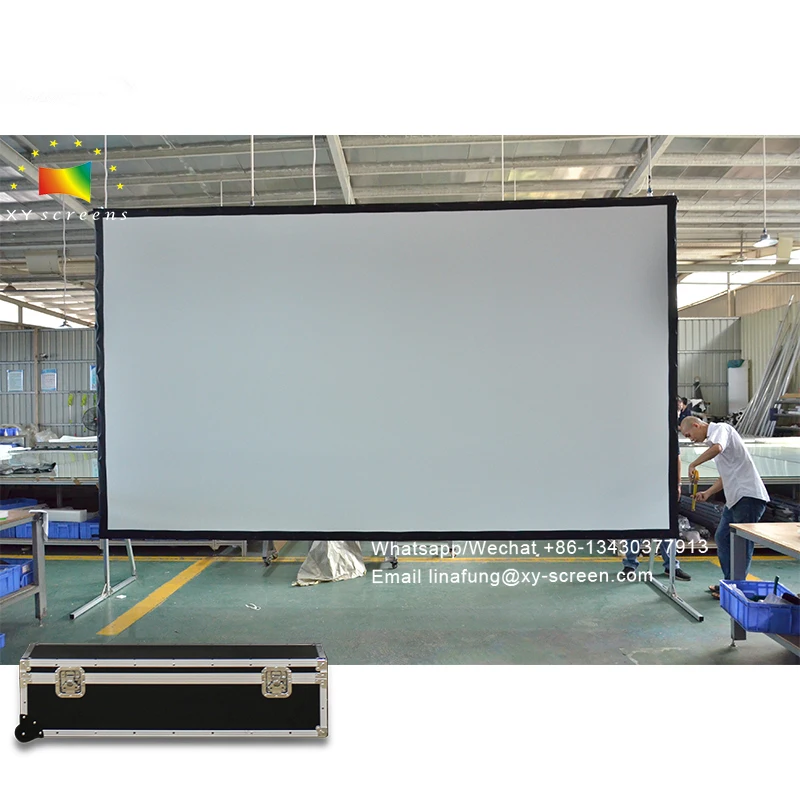 XY Screen 220inch 16:9/4:3/16:10 Fast Folding Quick Start Front Projector Projection Screen With Frame Case For Outdoor Cinema