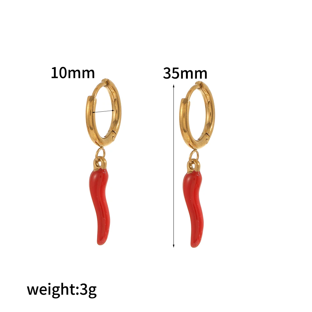 Modische Persönlichkeit Edelstahl-Ohrringe Damen Emaille Chili-Pfeffer-Kirsche Schmuck DIY Niedliche Accessoires – Detail 5