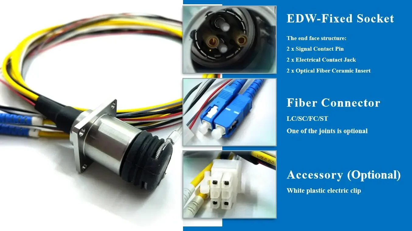 Self-latching Connector SMPTE Hybrid  fiber cable socket assembly