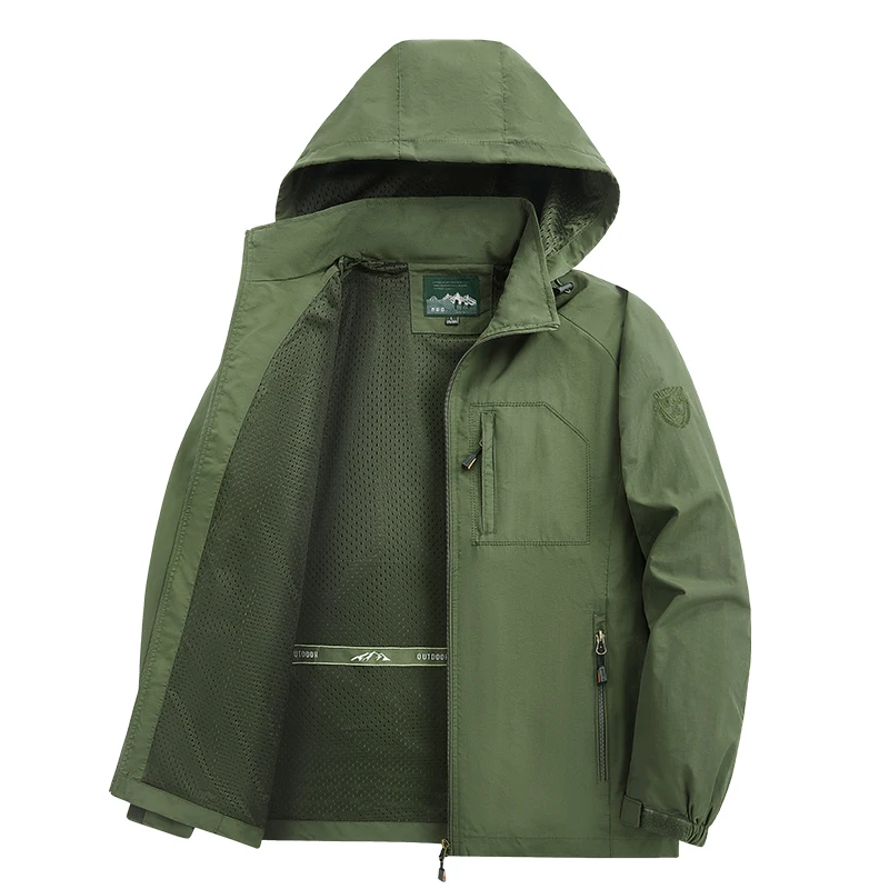 

Men's Lightweight Windproof Jacket, Hooded Zip-Up Fitness Jacket, Breathable Outdoor Hiking Jacket for All Seasons, Durable Outdoor Clothing, Breathable and Machine Washable Top, Plus-Size Men's Clothing with Zip Pockets