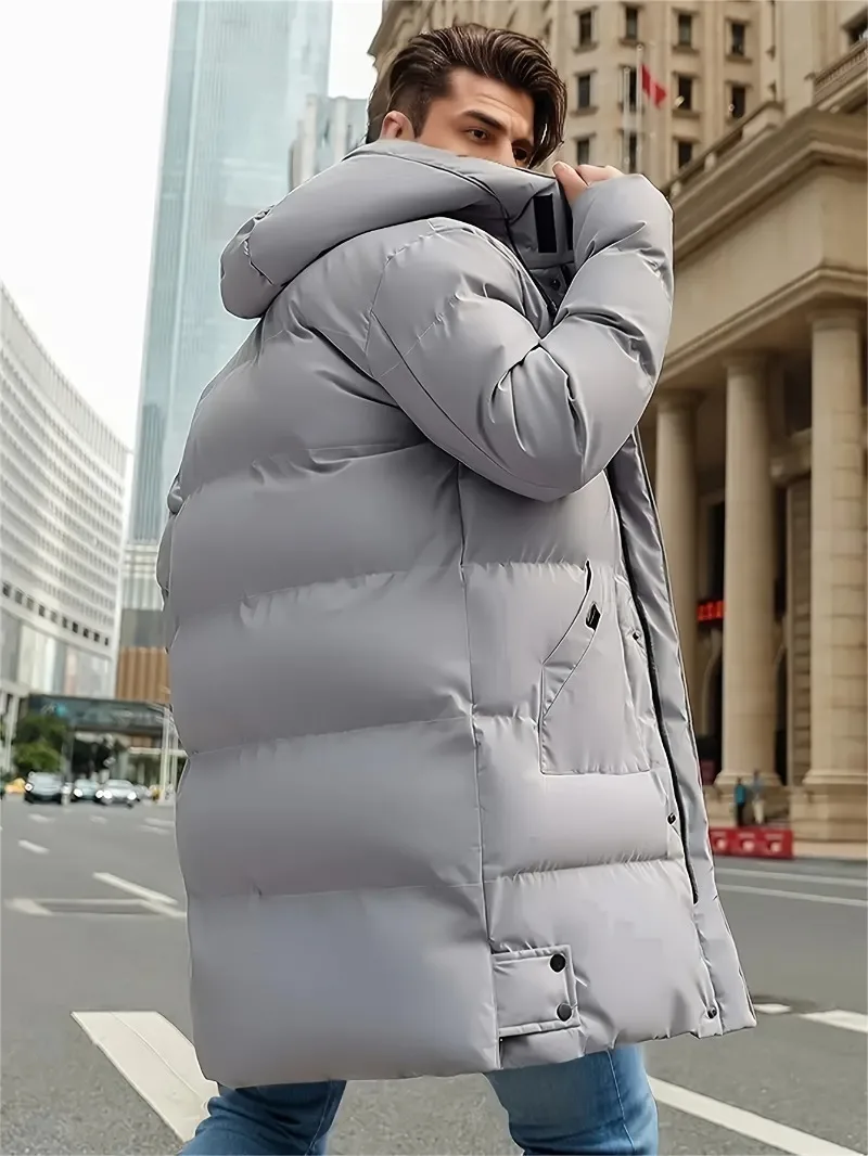 سترات شتوية للرجال بغطاء للرأس بسحاب كامل مبطنة - معطف مقاوم للرياح مع سحاب كامل الطول - ملابس خارجية للطقس البارد للتزلج
