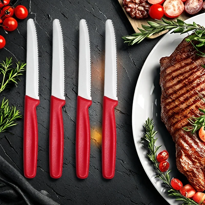 2/4/6 Stainless Steel Serrated Steak knife Round Tip Fruit And Vegetable Paring Knife Kitchen Baking Toast Serrated Bread Knives