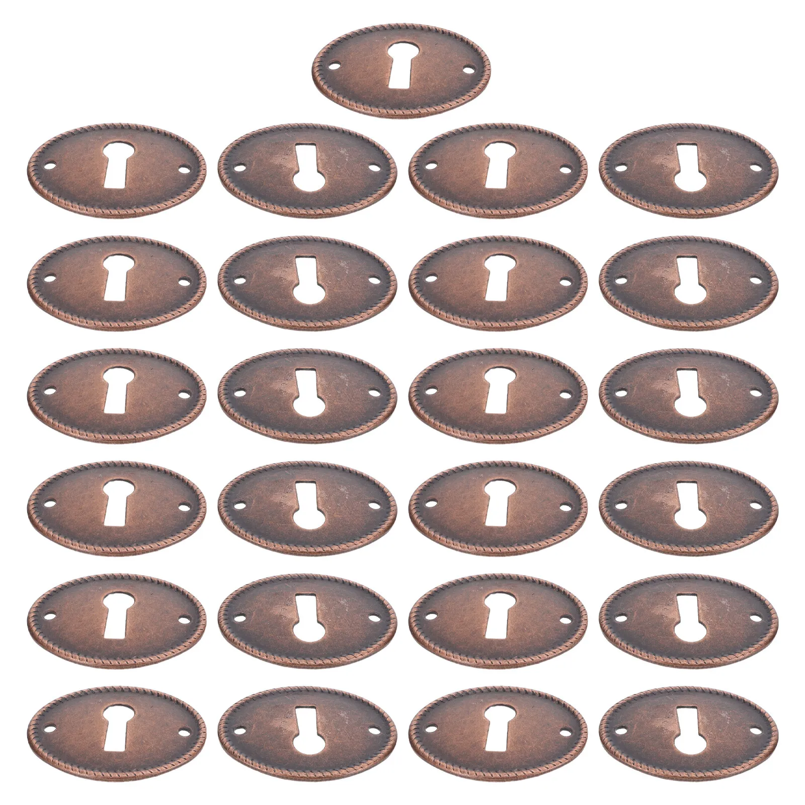 25Pcs Vintage Oval Decorative Keyhole Cover Plate Metal Door Lock Protector for Drawer Dresser Cabinet Furniture Hardware