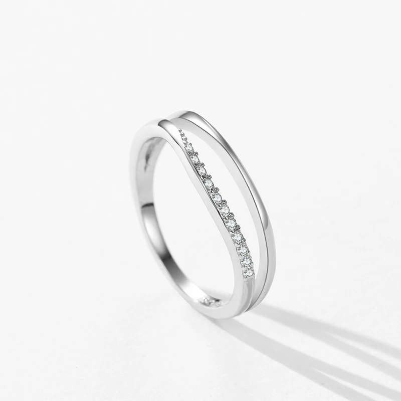 Ailmay-Anillo de Plata de Ley 925 con circonita cúbica, sortija de diseño Simple, joyería fina