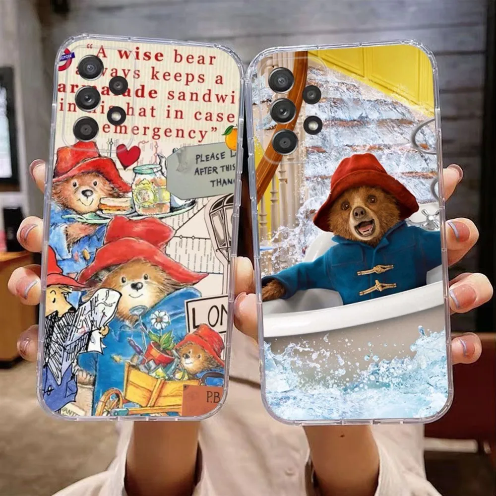 

Cartoon P-Paddingtons Bear Phone Case For Samsung Galaxy A71,70,52,51,40,31,A50,30S,21S,Note20ultra Transparent Cover