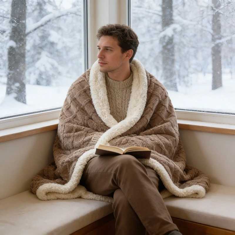 

Плед из тафтового флиса однотонный, из овечьего флиса, зимний, утолщенный, теплый, для сна