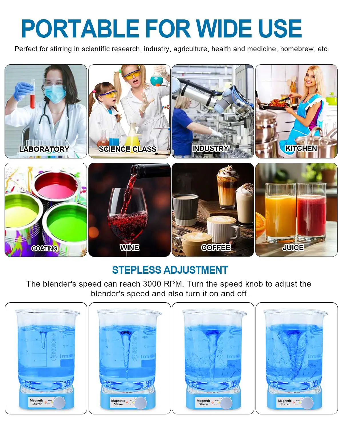 محرك مغناطيسي صغير Xin Teste 3000 دورة في الدقيقة، محرك 3000 مل لسائل منخفض اللزوجة، بدون تسخين أساسي/قابل لإعادة الشحن