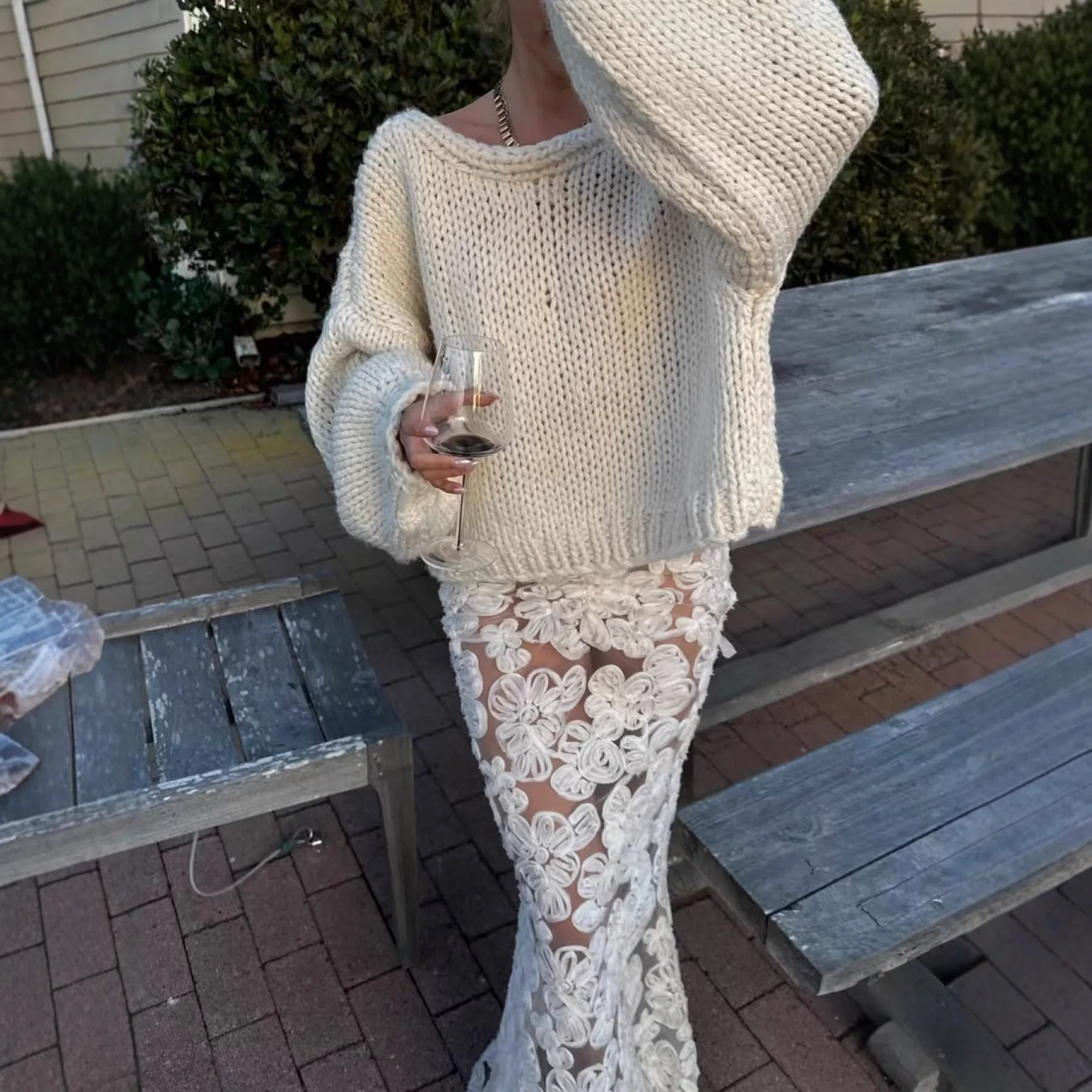 DSMTRC Autumn/Winter Holiday Pullovers Women Holiday Backless Lace Up Long Sleeve Knit Sweater Sexy High Street Bandage Jumpers