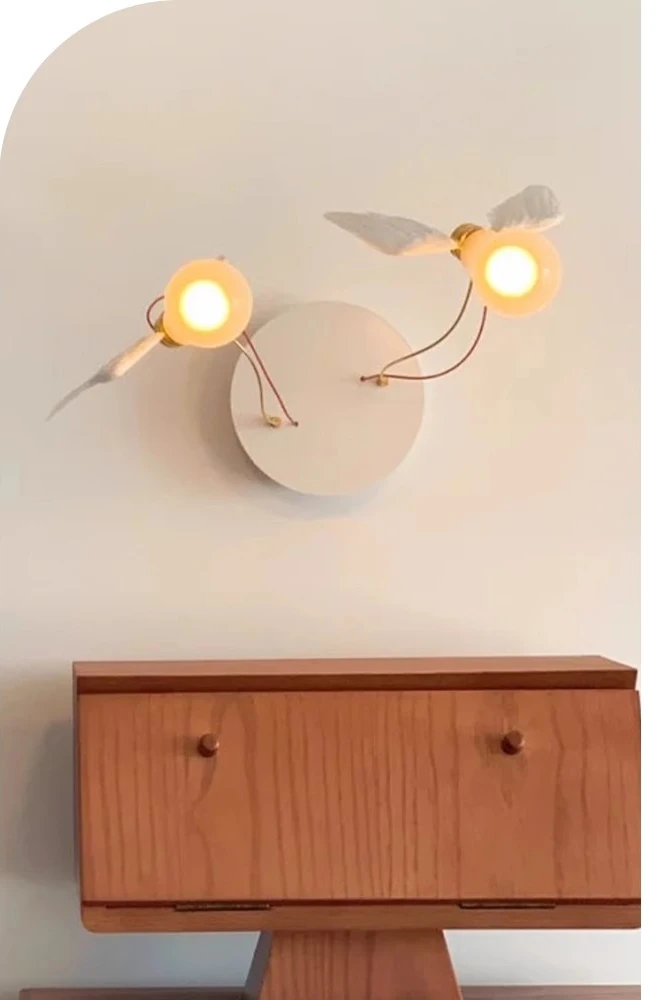 

French medieval wall lamp living room designer creative angel wings bird feathers corridor aisle bedroom bedside lamp