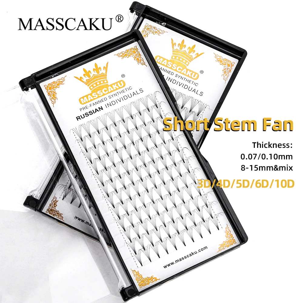 

Customized Private Label Lightweight Fluffy Premade Fans Short Stem Lash Trays All Size Individual Faux Mink Eyelash Extensions