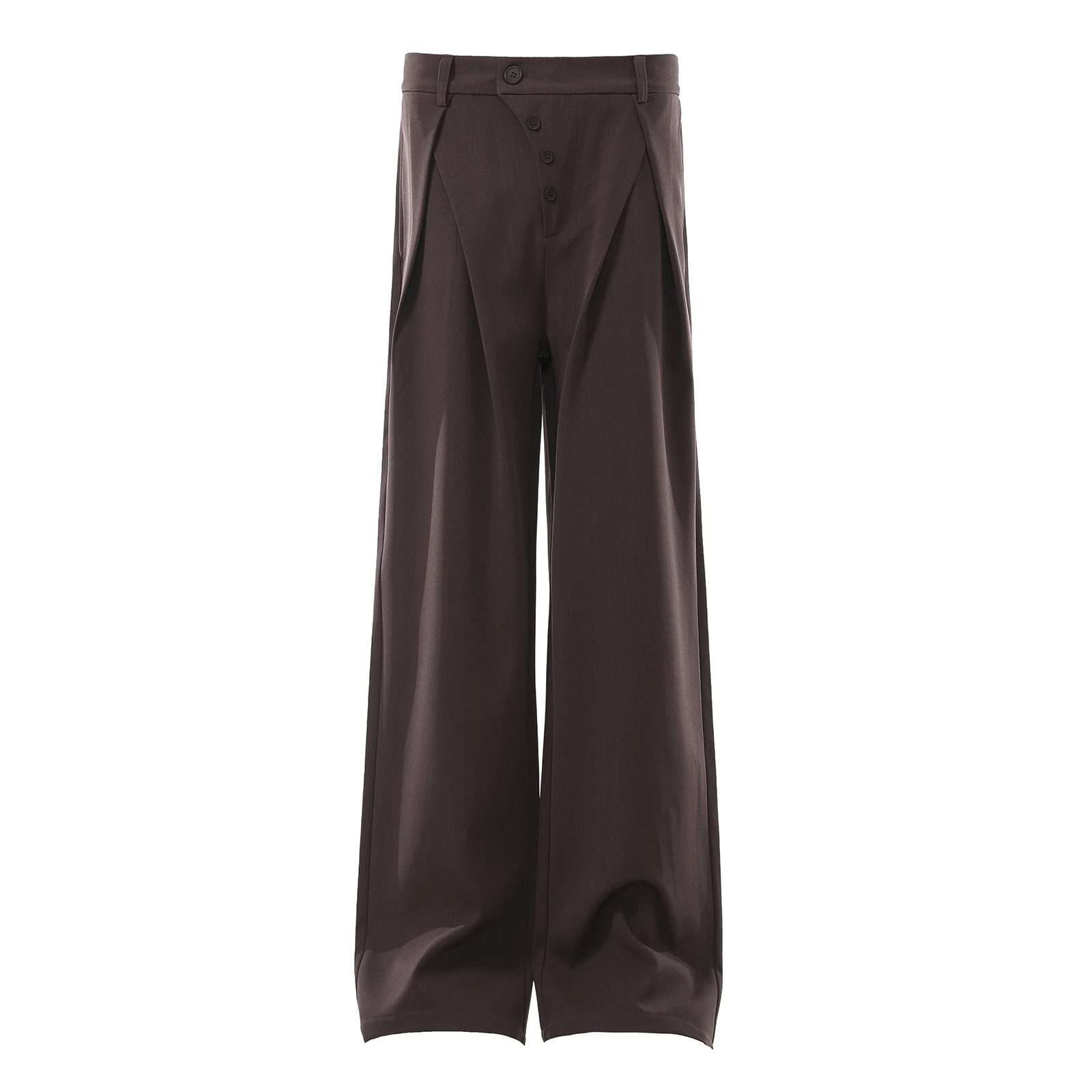 Old Money Aesthetic Fork Pleated Dress Pants Men's Irregular Buckle Retro Classic Fit Stretch Straight Casual Suit Pants Men