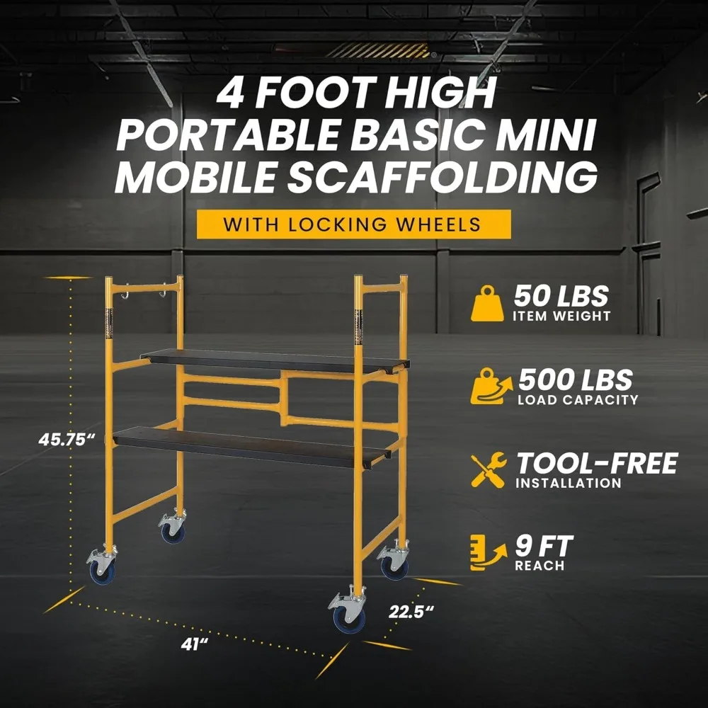 Mini Folding Steel Scaffold - 500-Lb. Capacity, Model Number I-IMCN