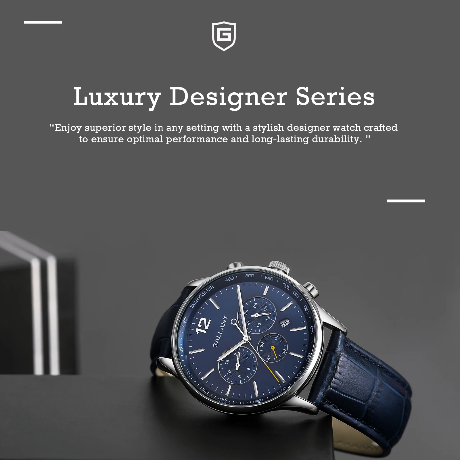 GALLANT Mens Watch Luxury Quartz Watches for Men with Dual Time Leather Strap Waterproof Business Dress Watch Relogio Masculino