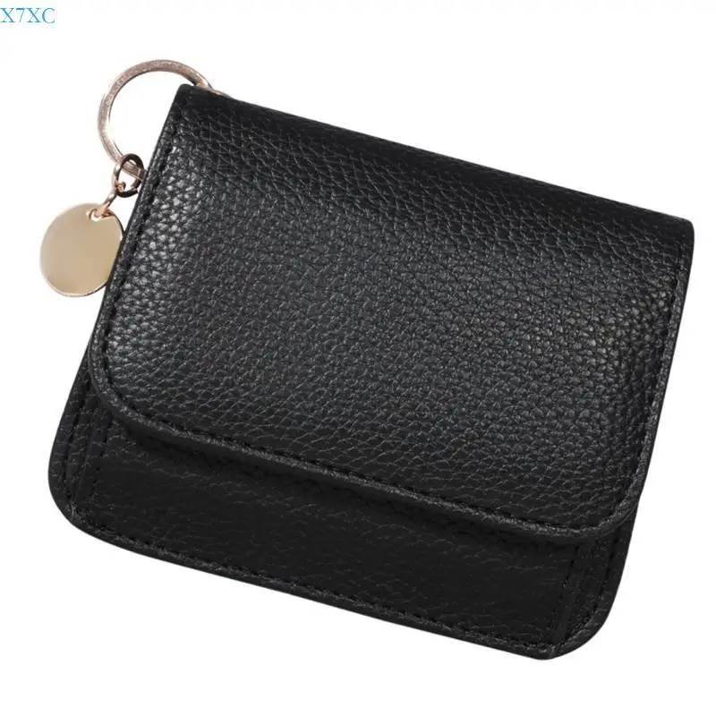 

X7XC Korean Styles Coin Purse PU Leather Change Purse Solid Color Small Wallet Short Purse Card Holder Trifold Wallet