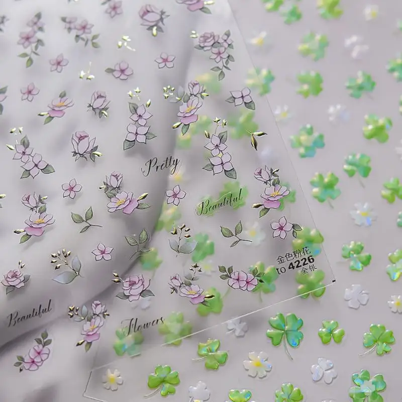 1Pc Green Lucky Four Leaf Clover Self-adhesive Stickers Nail Stickers DIY Phone Stickers Kids Stationery Supplies School