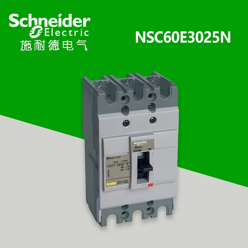 Schneider Electric NSC Plastic-case distribution protection Circuit breaker NSC60E3025N Model: NSC60E 7.5kA 25A 3P3T