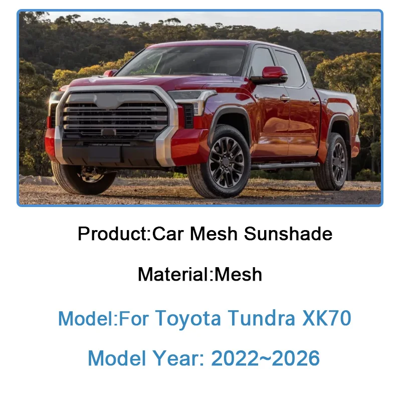 For Toyota Tundra 2026 Accessories XK70 2022~2025 UV Prevention Mesh Sunshade Full Visor Privacy Windshield Curtains Car Parts