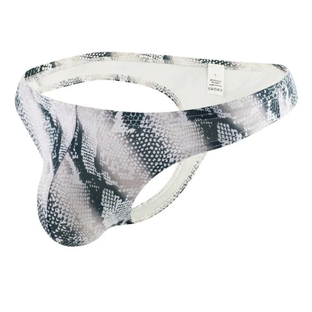 Mens Low Rise Underwear Bikini Sexy Printed Panties T-Back Thongs Bulge Pouch Erotic Lingerie Exposed Butt G String